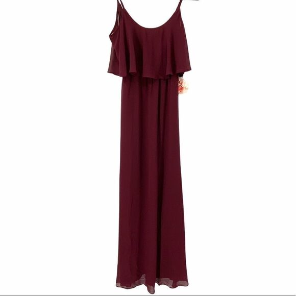 Show Me Your MuMu Caitlin Ruffle Maxi Dress Merlot NWT XS - Picture 6 of 14